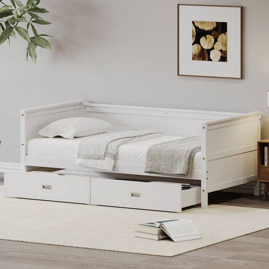 Cozy White Twin Daybed with Storage Drawers