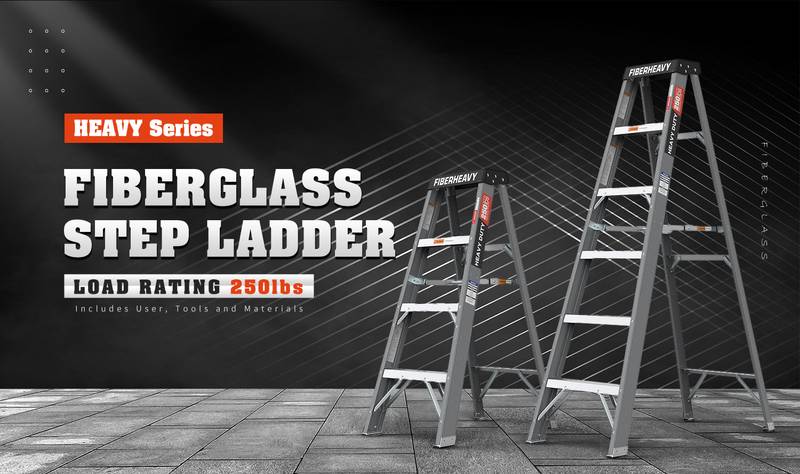 Sturdy Gray Fiberglass Step Ladder