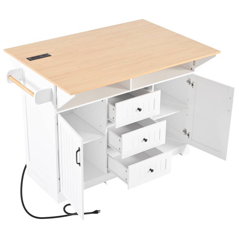 Stylish Rolling Kitchen Island with Drop Leaves and Storage
