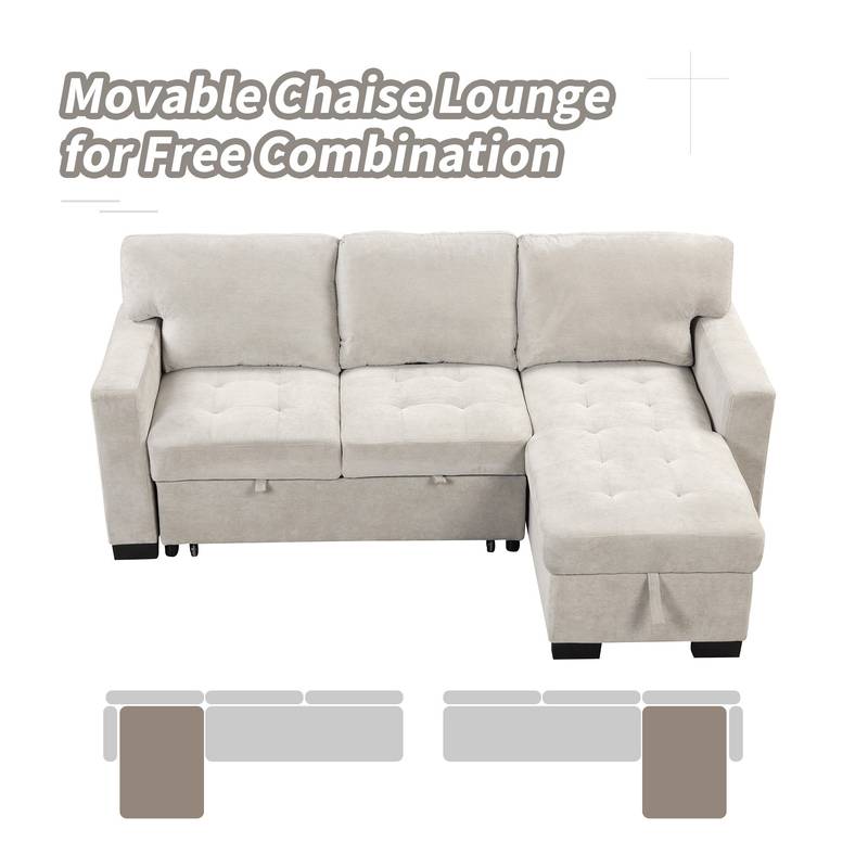Chic Light Gray Chaise Lounge with Hidden Storage and USB Charger