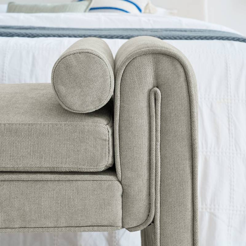 Cozy Gray Linen Bench