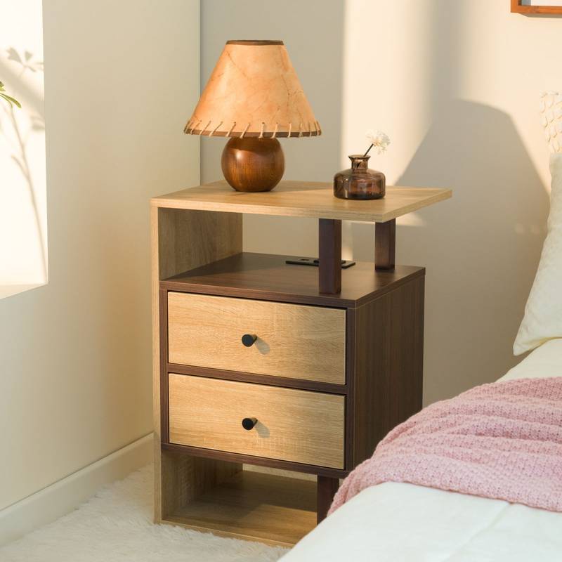 Smart Charging Nightstand with USB Ports & Drawers