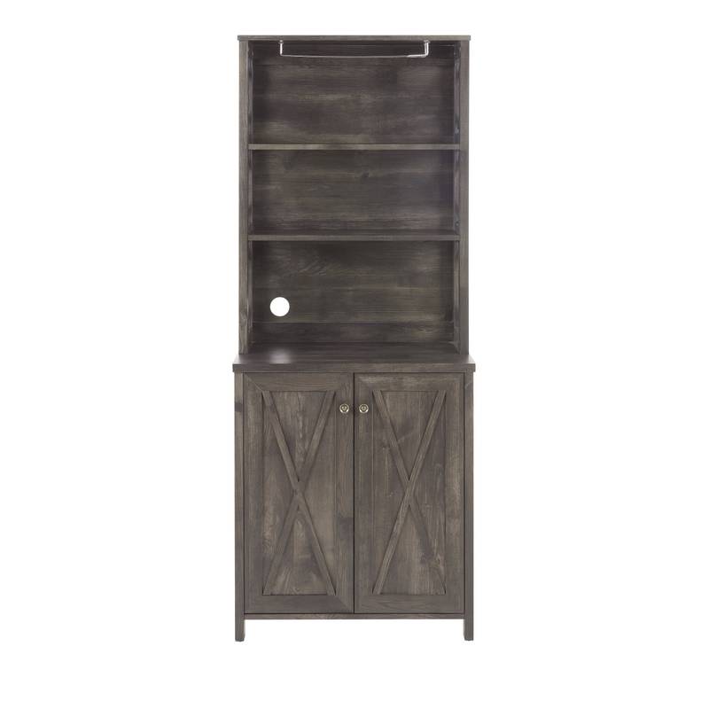 Chic Coffee & Wine Bar Cabinet with Barn Style