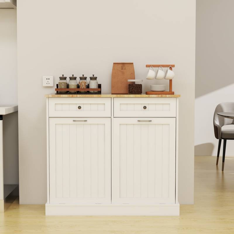 Stylish Tilt-Out Trash Cabinet with Drawers