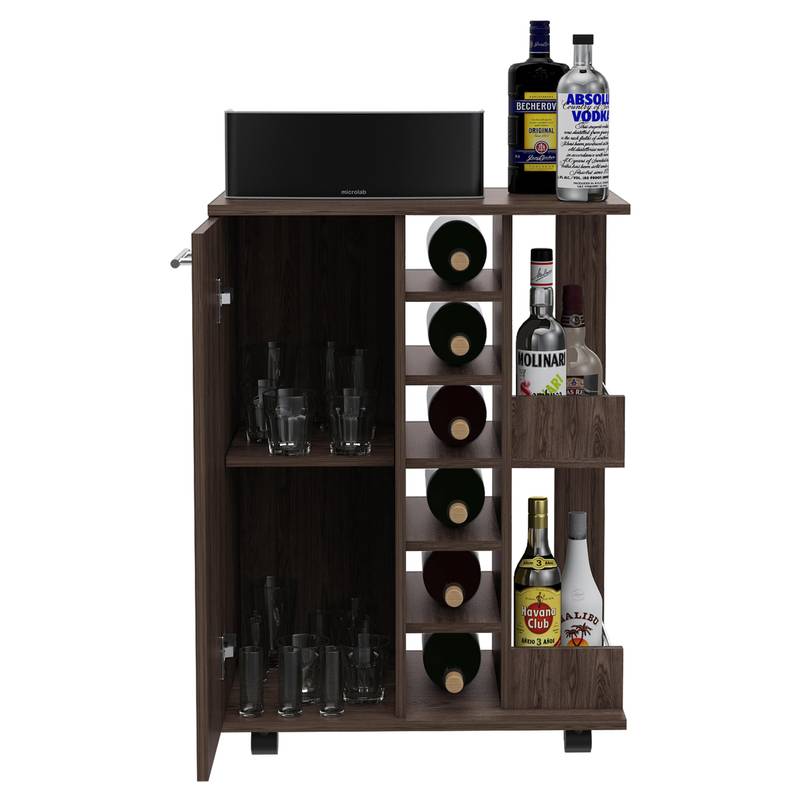 Chic Dark Walnut Bar Cart