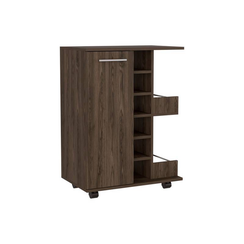 Chic Dark Walnut Bar Cart