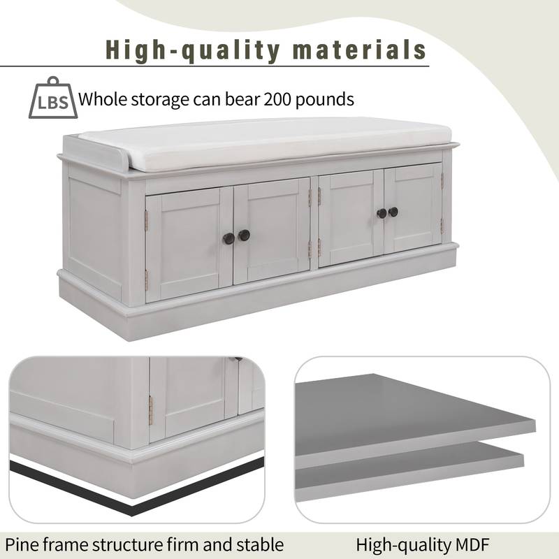 Stylish Storage Bench with Cushioned Seat