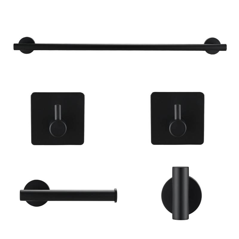 Sleek Matte Black Bathroom Hardware Set