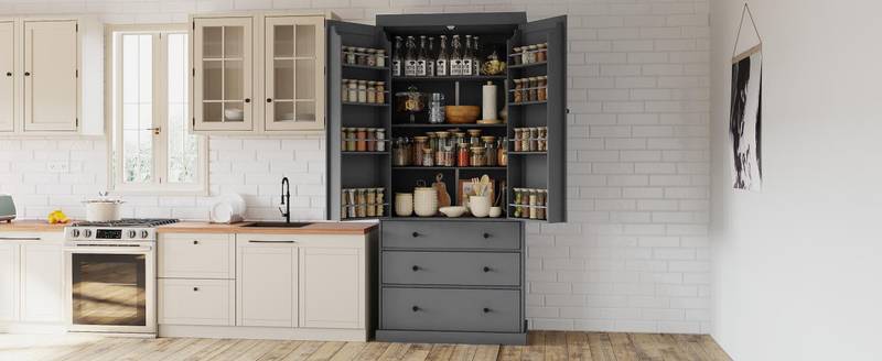 Farmhouse Charm Pantry Cabinet - Stylish Storage Solution for Your Kitchen