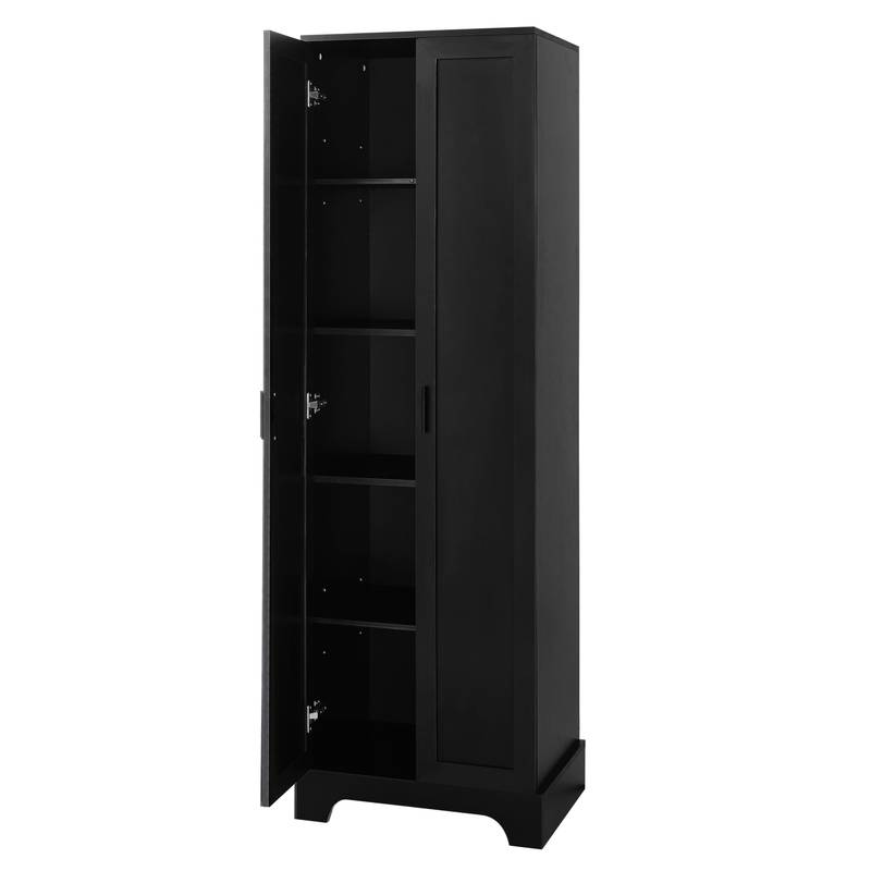 Versatile Black Storage Cabinet with Adjustable Shelves