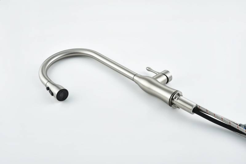 Sleek Brushed Nickel Pull-Down Kitchen Faucet