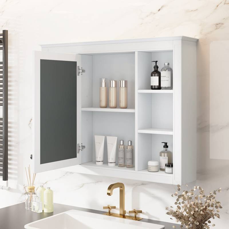 Stylish Wall-Mounted Bathroom Mirror Cabinet with Shelves