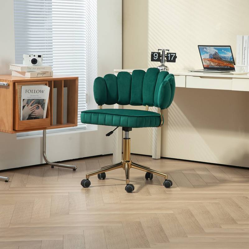 Emerald Velvet Swivel Desk Chair