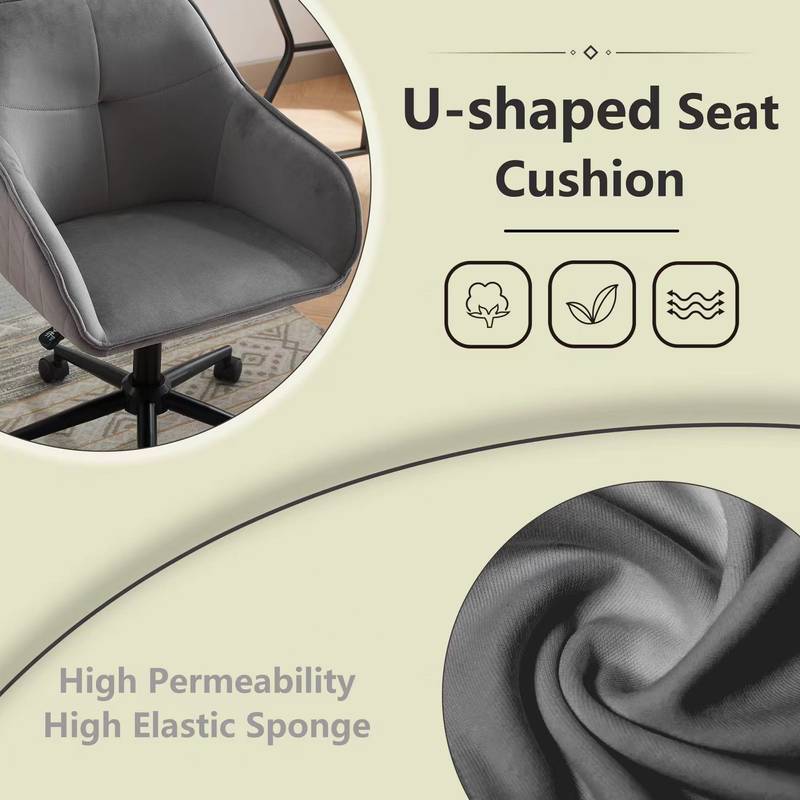 Chic Velvet Rolling Desk Chair