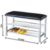 Chic Metal Shoe Bench with Luxe Black Seat