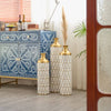 Chic Droplet Trio: Modern White Metal Vases