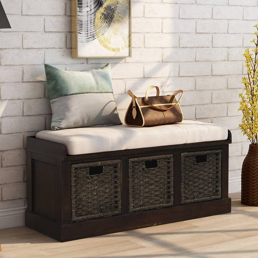 Rustic Rattan Storage Bench