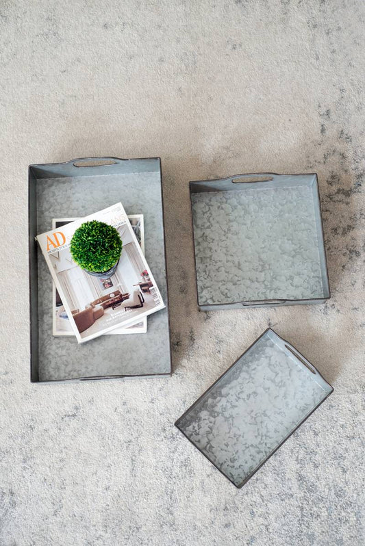 Chic Gray Nesting Trays Set