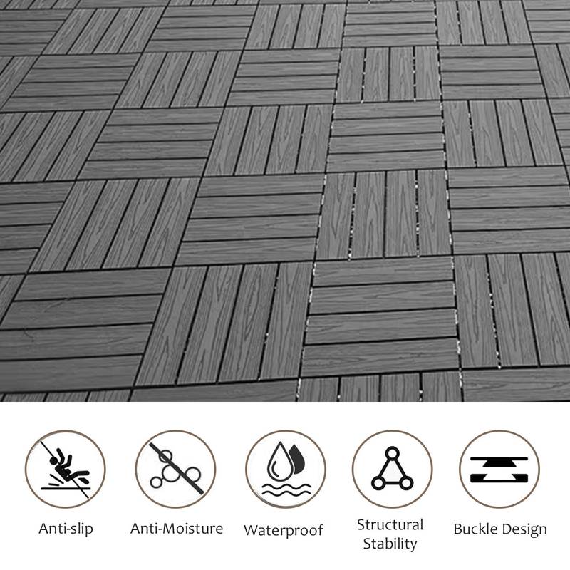 Versatile Dark Grey Deck Tile Set