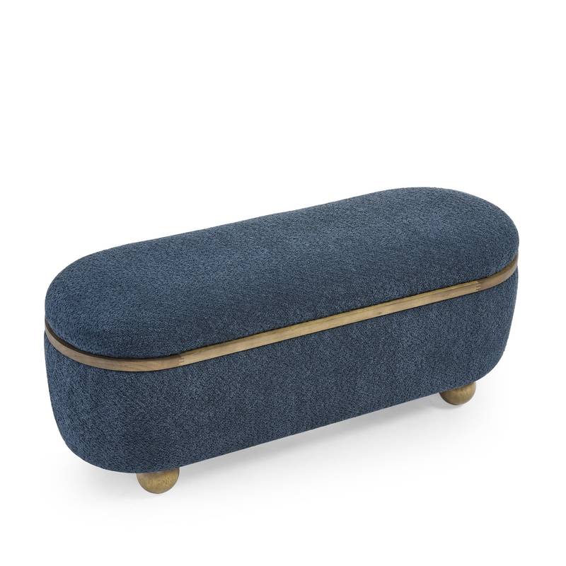 Cozy Blue Storage Ottoman Bench