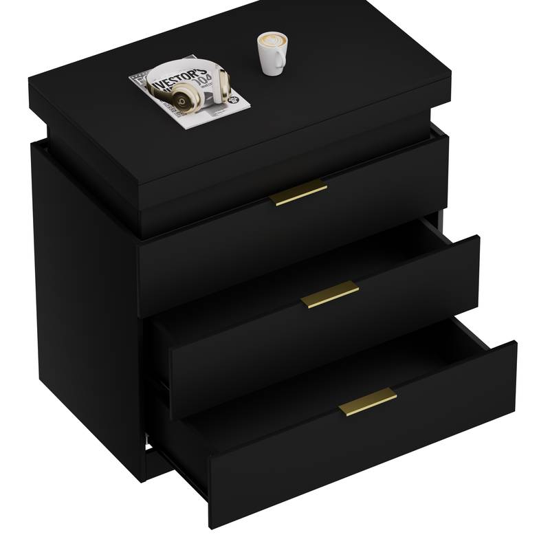 Sleek Nightstand with Charging Hub & LED Glow