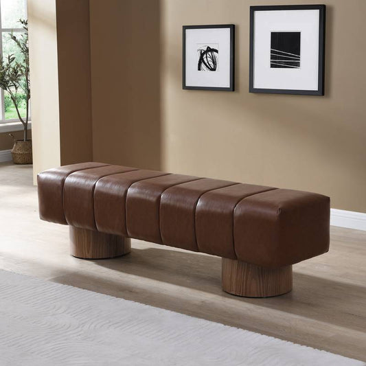 Cozy Brown Upholstered Bench - Versatile Seating for Any Room