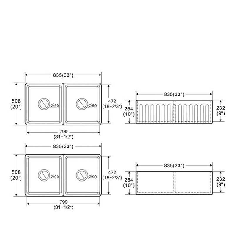 Charming Double Basin Farmhouse Sink with Grid and Strainer