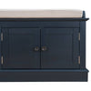 Navy Storage Bench with Cushion & Shelves