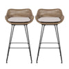 Cozy Wicker Barstools with Cushions - Set of 2