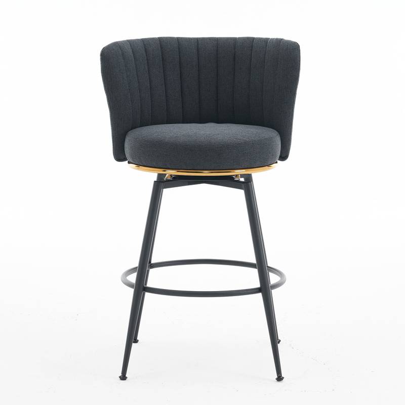 Stylish Gray Swivel Bar Stools with Metal Accents