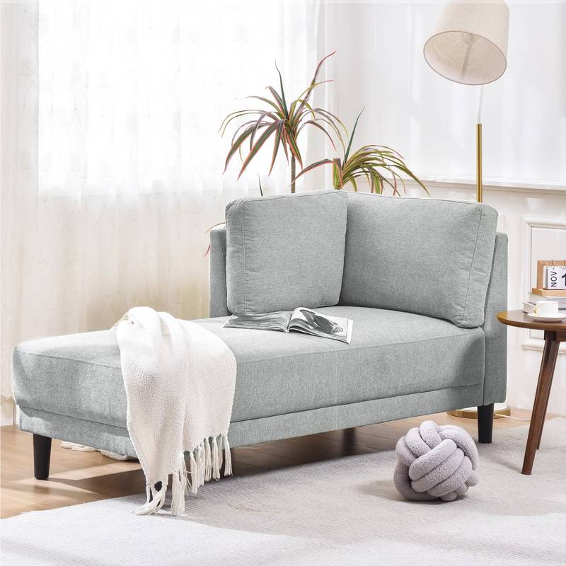Chic Mid-Century Linen Corner Lounge Chair