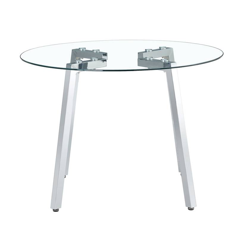 Chic Glass Dining Set with Sleek Leather Chairs