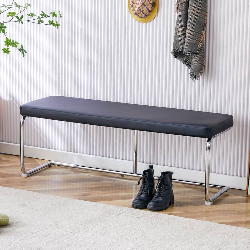 Stylish Shoe Bench with Silver Legs - Perfect Storage for Every Space