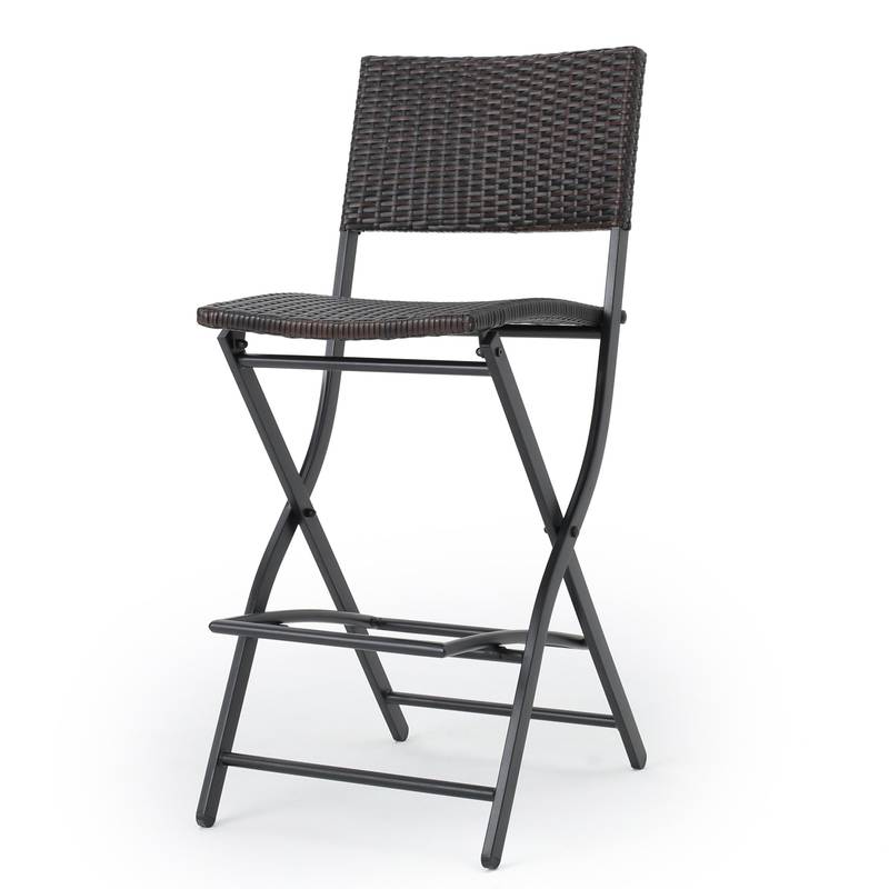 Chic Foldable Wicker Patio Bar Stools - Set of Two