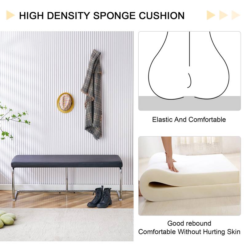 Stylish Shoe Bench with Silver Legs - Perfect Storage for Every Space
