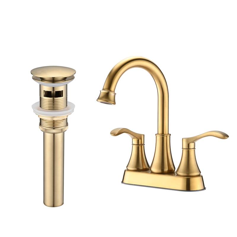 Swivel Elegance Bathroom Faucet with Pop-Up Drain - Brushed Gold