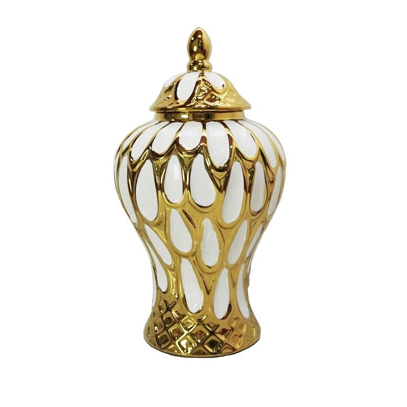 Charming White & Gold Ginger Jar