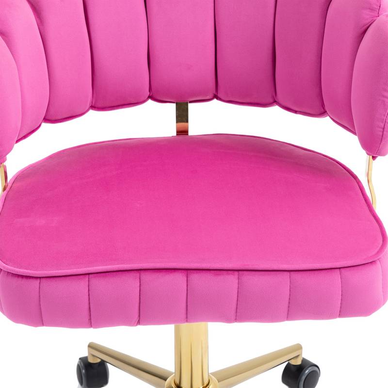 Chic Velvet Office Chair in Rose Red