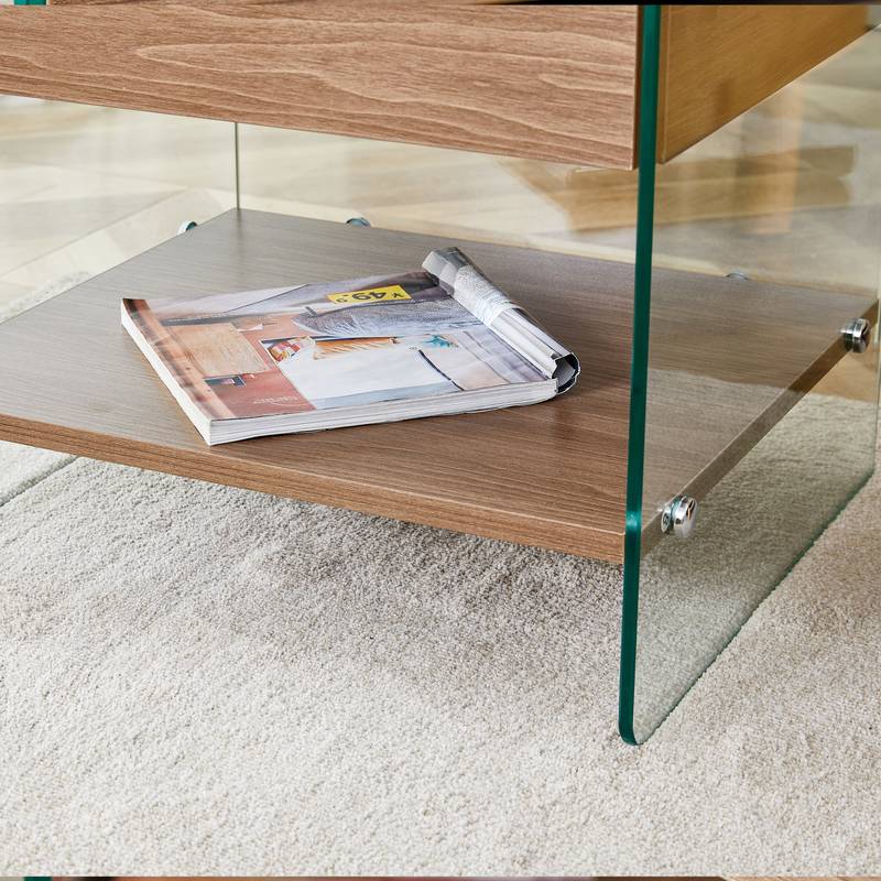 Chic Glass-Top Nightstand with Drawers