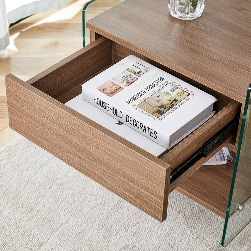 Chic Glass-Top Nightstand with Drawers