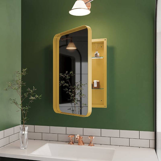Gold-Mirror Medicine Cabinet with Smart Storage