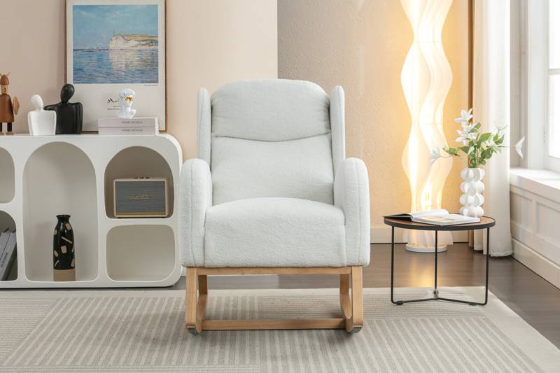 Cozy Ivory Teddy Rocking Chair