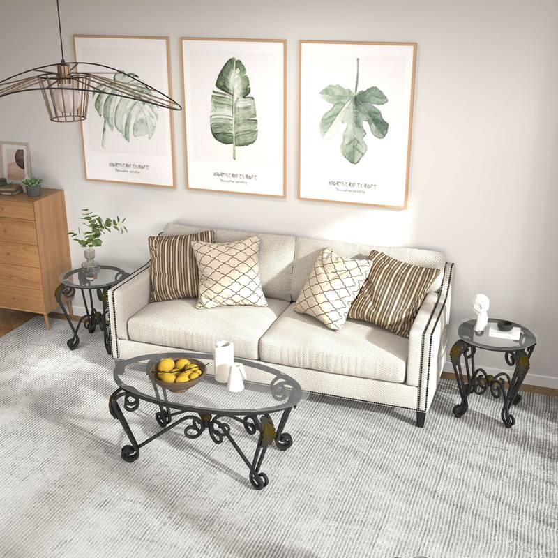 Rustic Chic Glass Coffee Table Trio