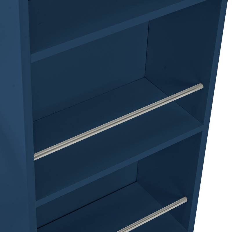 Navy Rolling Kitchen Island with LED Lights & Storage