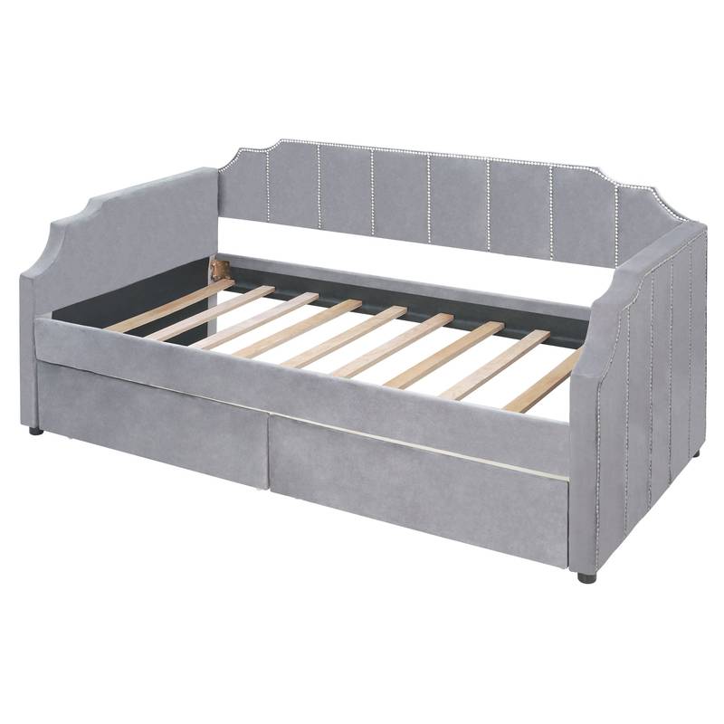 Cozy Gray Upholstered Twin Daybed with Hidden Storage