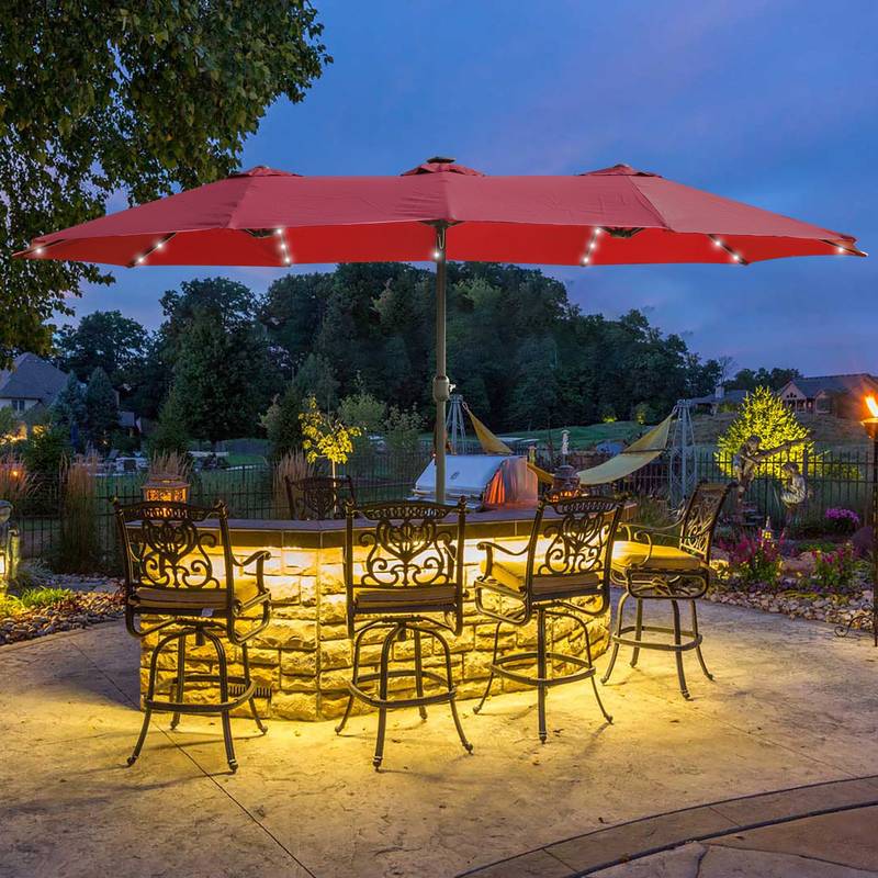 Vibrant Double-Sided Patio Umbrella with Base