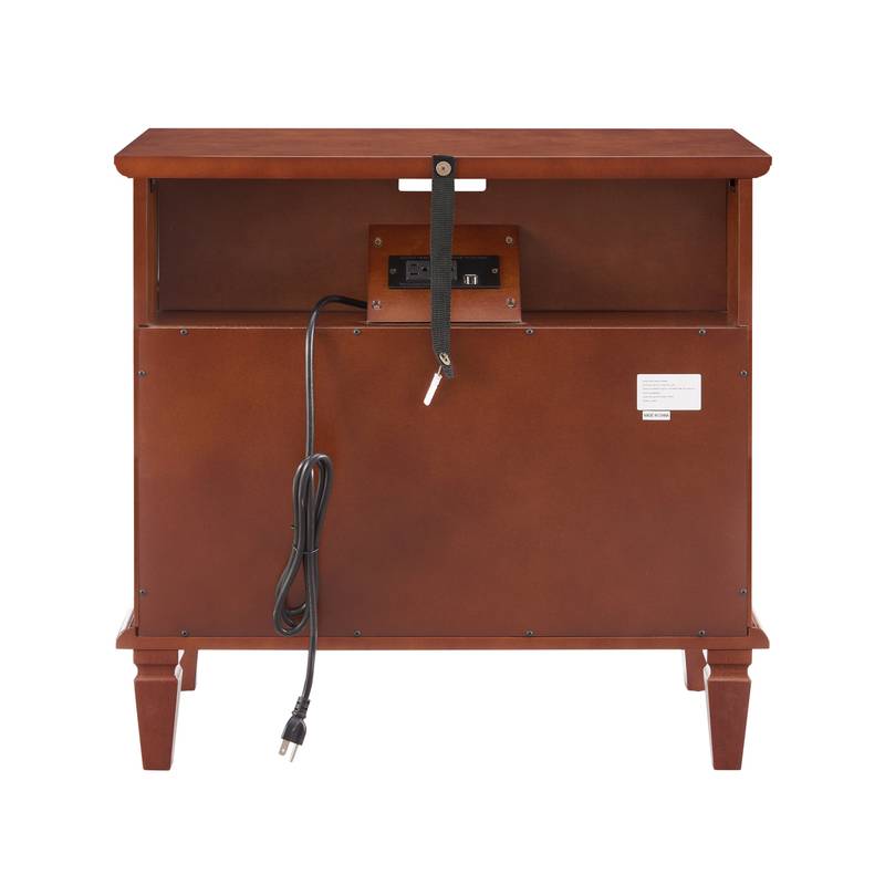 Chic Farmhouse Nightstand with USB Charging & Storage