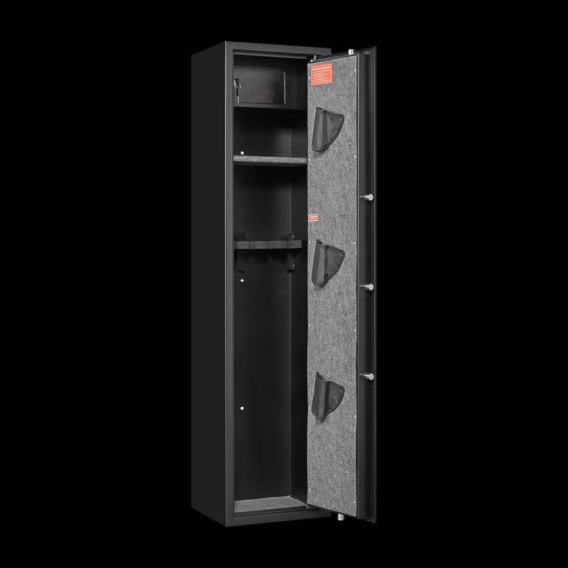 Black Steel Gun Safe with LED Lights & Removable Shelf
