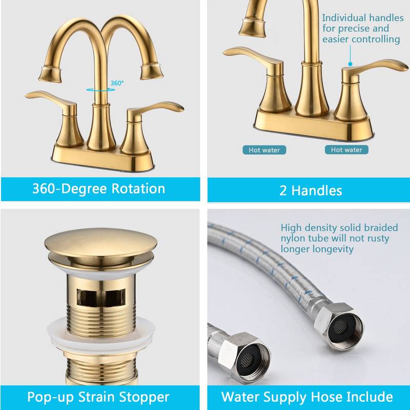 Swivel Elegance Bathroom Faucet with Pop-Up Drain - Brushed Gold