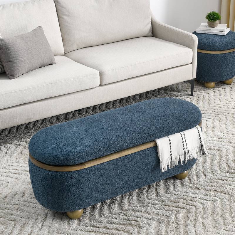 Cozy Blue Storage Ottoman Bench